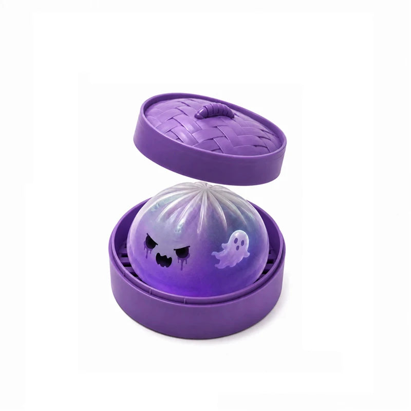 New Halloween Ghost DumplingsToy Soft Slow Resilience Squishy Toy Fidget with Steamer Steamed Stuffed Bun Squishy Pinch Le